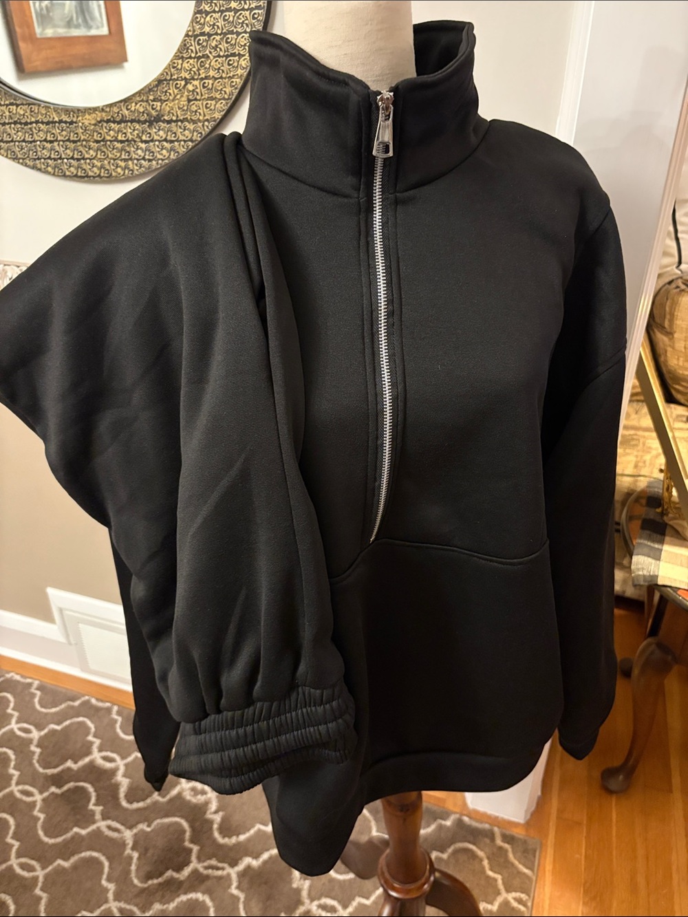Black Half-Zip Pullover Sweatshirt fleece lined and pants new with tags 2xl